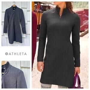 Athleta Charcoal Gray Mock Neck Long Sleeve Zipper Dress XXS